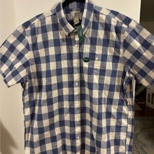L.L. Bean Men's Casual Blue and White Plaid Shirt